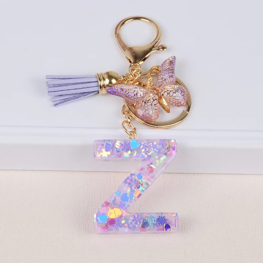 🔥Butterfly Letter Keychain Tassel Design Vibrant Durable Lightweight Gift